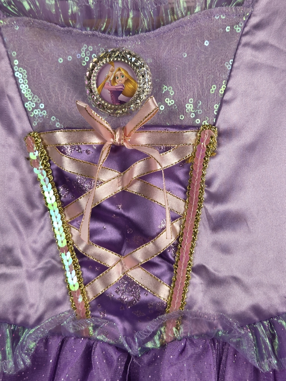 Purple Sparkle Tangled Princess Halloween Costume Pretend Play Dress Size 3T-4T - Picture 16 of 16